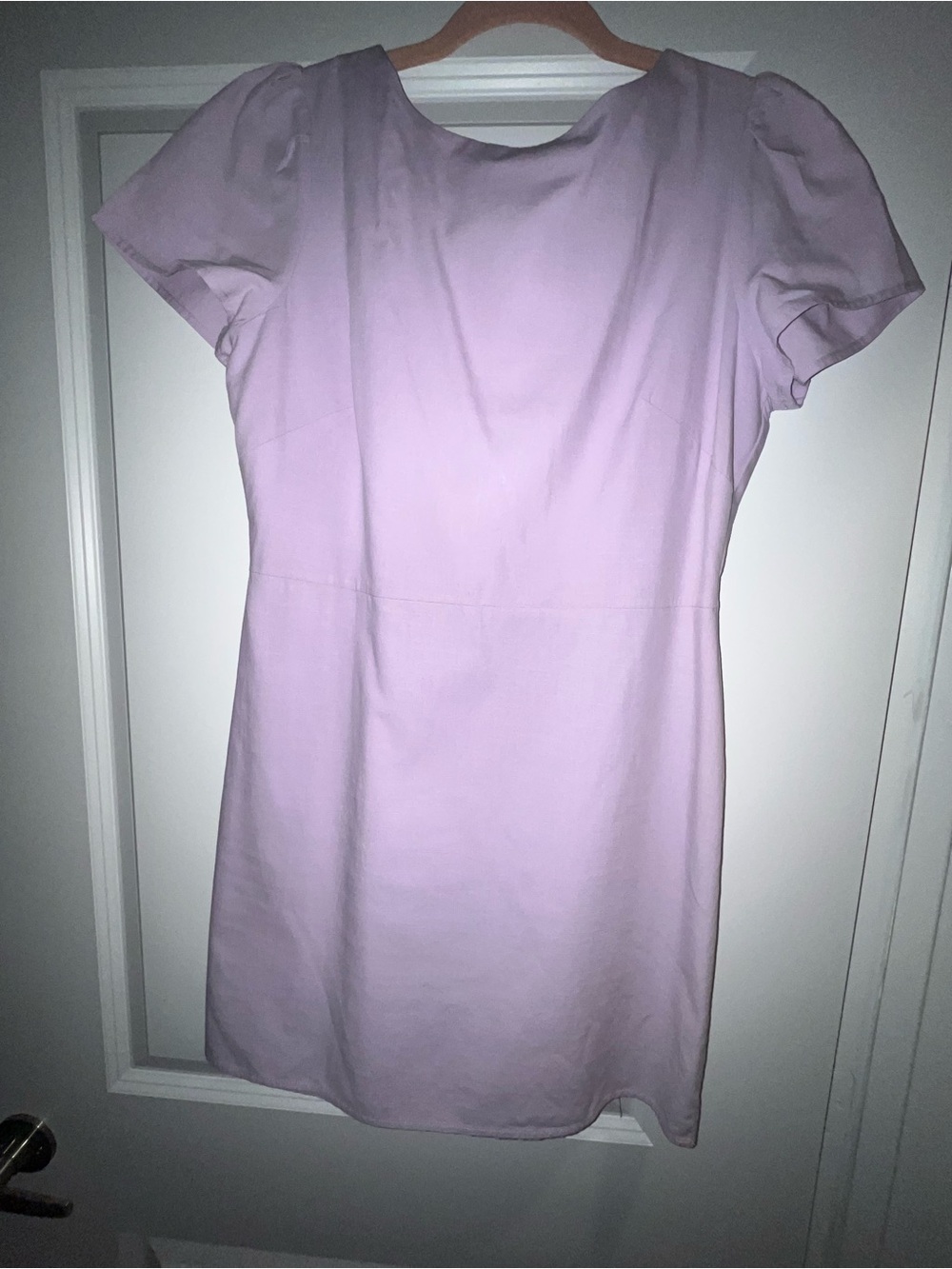 Lilac Short Sleeve Shift Dress with Bow